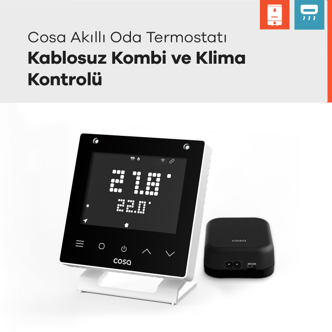 Cosa Akıllı Oda Termostatı Kablosuz Kombi ve Klima Kontrolü