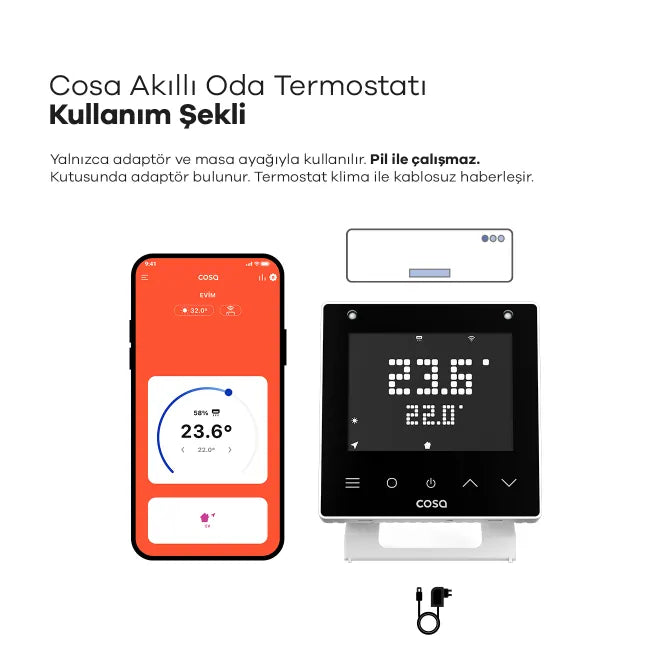 Cosa Akıllı Oda Termostatı Klima Kontrolü Kullanım ve Bağlantı Şekli