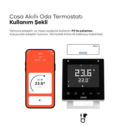 Cosa Akıllı Oda Termostatı Klima Kontrolü Kullanım ve Bağlantı Şekli