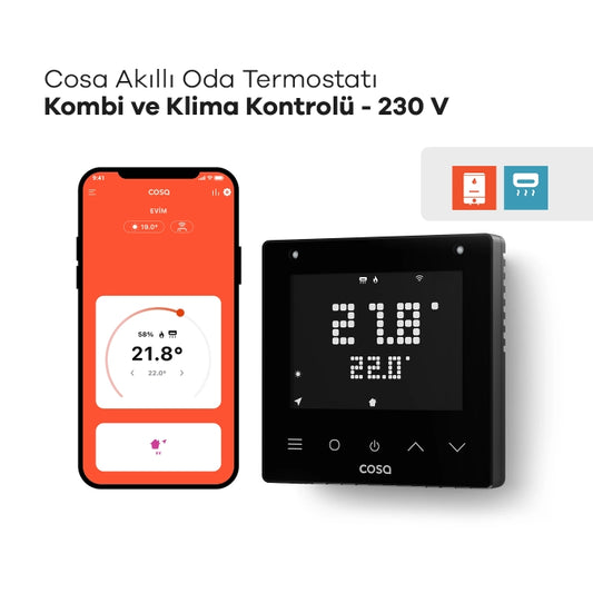 Cosa Akıllı Oda Termostatı Kablolu Kombi ve Klima Kontrolü 230V