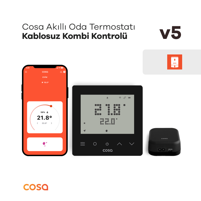 Cosa Akıllı Oda Termostatı Kablosuz Kombi Kontrolü v5