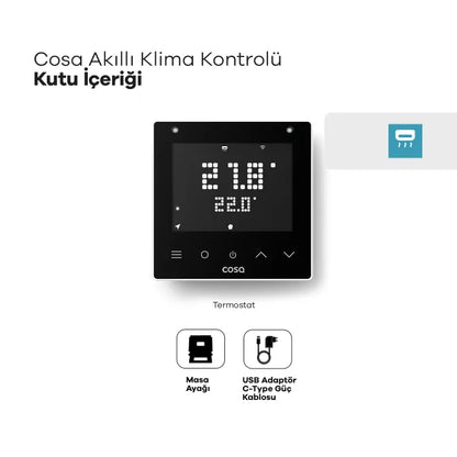 Cosa Akıllı Oda Termostatı Klima Kontrolü Kutu İçeriği