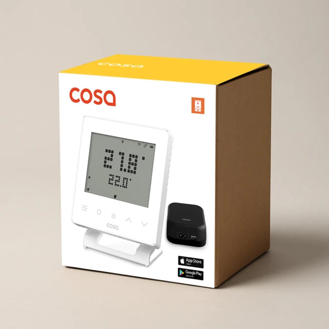 Cosa Akıllı Oda Termostatı Kablosuz Kombi Kontrolü (Beyaz) Kutu