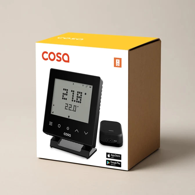 Cosa Akıllı Oda Termostatı Kablosuz Kombi Kontrolü (Siyah) Kutu