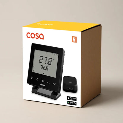 Cosa Akıllı Oda Termostatı Kablosuz Kombi Kontrolü (Siyah) Kutu
