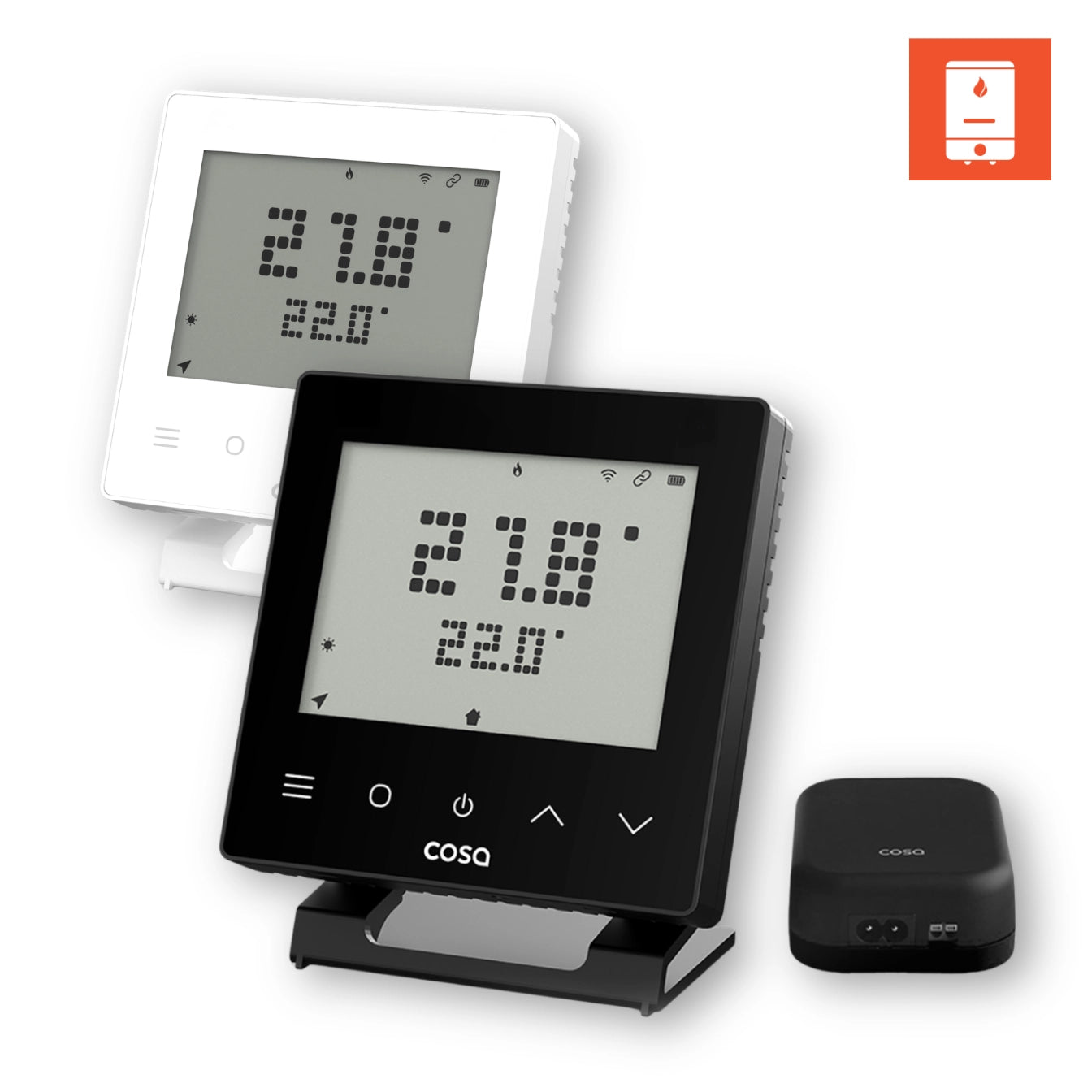 Cosa Akıllı Oda Termostatı  Kablosuz Kombi Kontrolü - Siyah ve Beyaz P5TR21_W_B